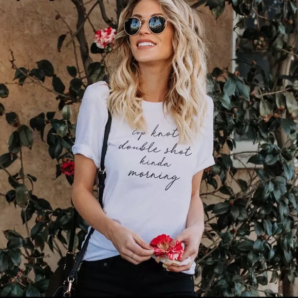 Top Knot Double Shot Funny Graphic Tee T Shirt New - Picture 3 of 8